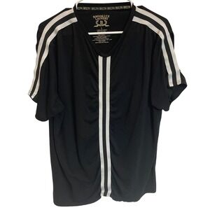 Brooklyn Laundry Men's Premium Black T-Shirt V-Neck‎ Striped Casual Large